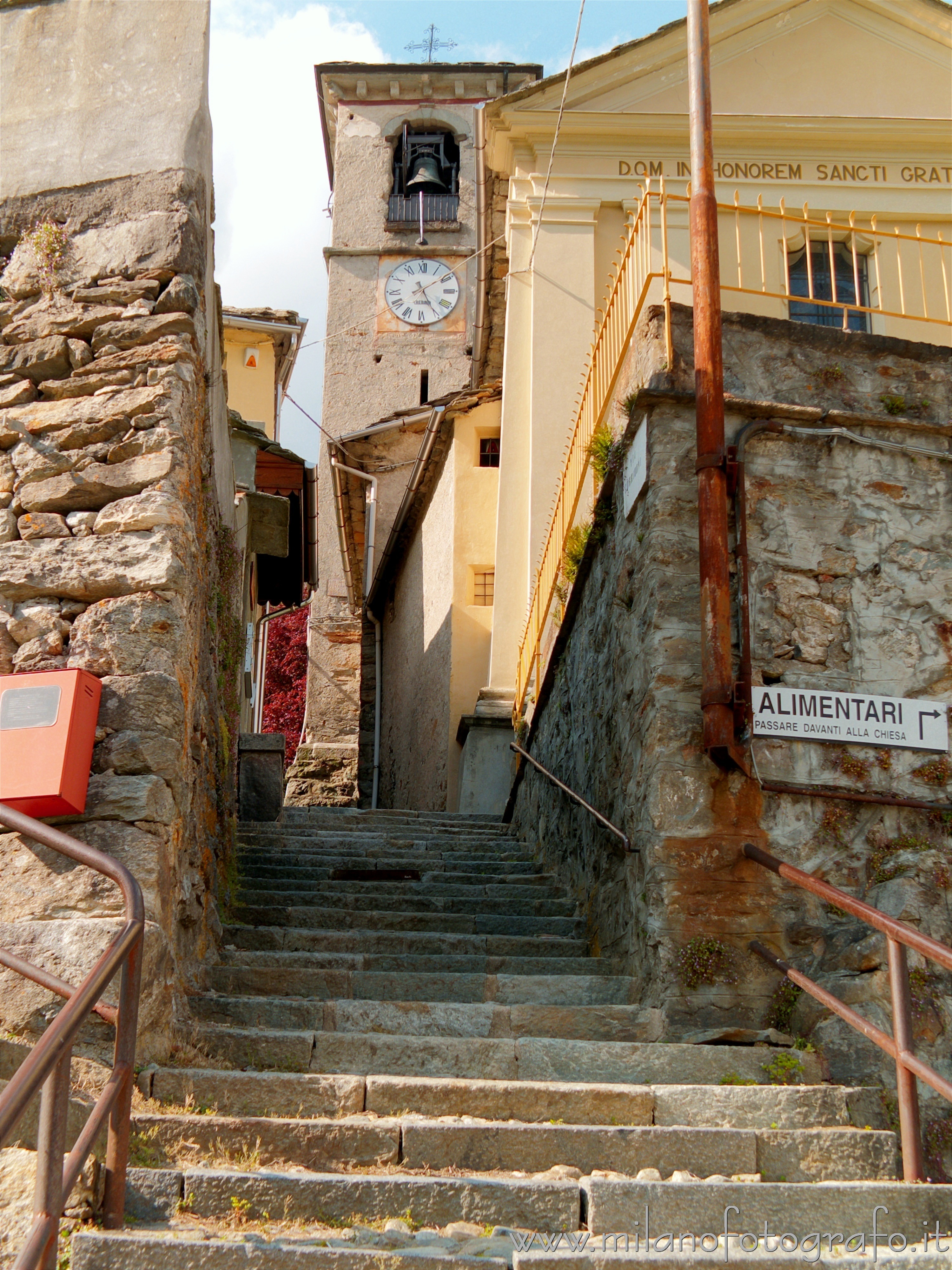 Piedicavallo (Biella, Italy) - Stairs towar the oratory of San Grato in the hamlet Montesinaro